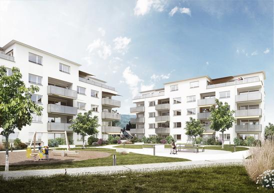 Die Begegnungszone in der Wohnsiedlung Degerfelderstrasse.