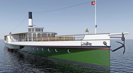 So soll das neue Dampfschiff vom Verein «Pro Dampfer» aussehen. Visualisierung: zvg