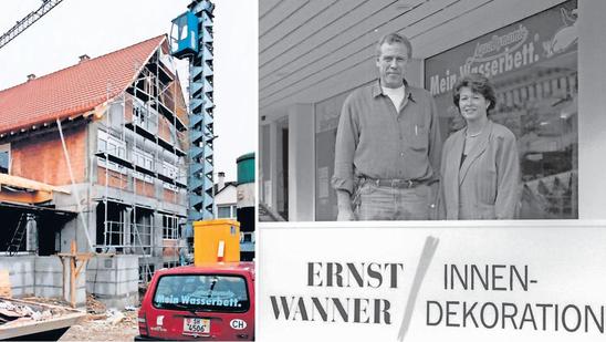Der heutige Firmensitz im Rohbau. Die Firmengründer Ernst und Esther von ihrem neuen Geschäftslokal.