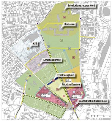 Der Syntheseplan der Schaffhauser Stadtplanung zur Testplanung Vordere Breite. Grafik: Stadtplanung Schaffhausen/SN